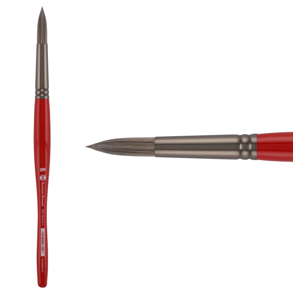 Unico Series 810 Synthetic Silver Round Brush Sz 20 w/ Balanced Handle - (200044802)