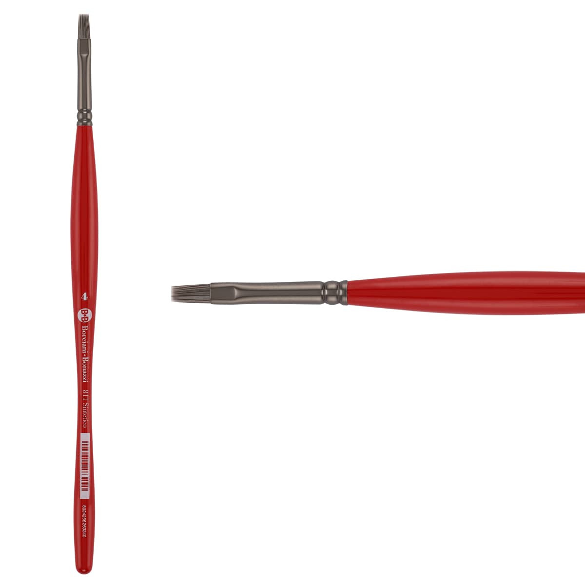 Unico Series 811 Synthetic Silver Flat Brush Sz 4 w/ Balanced Handle - (200044807)