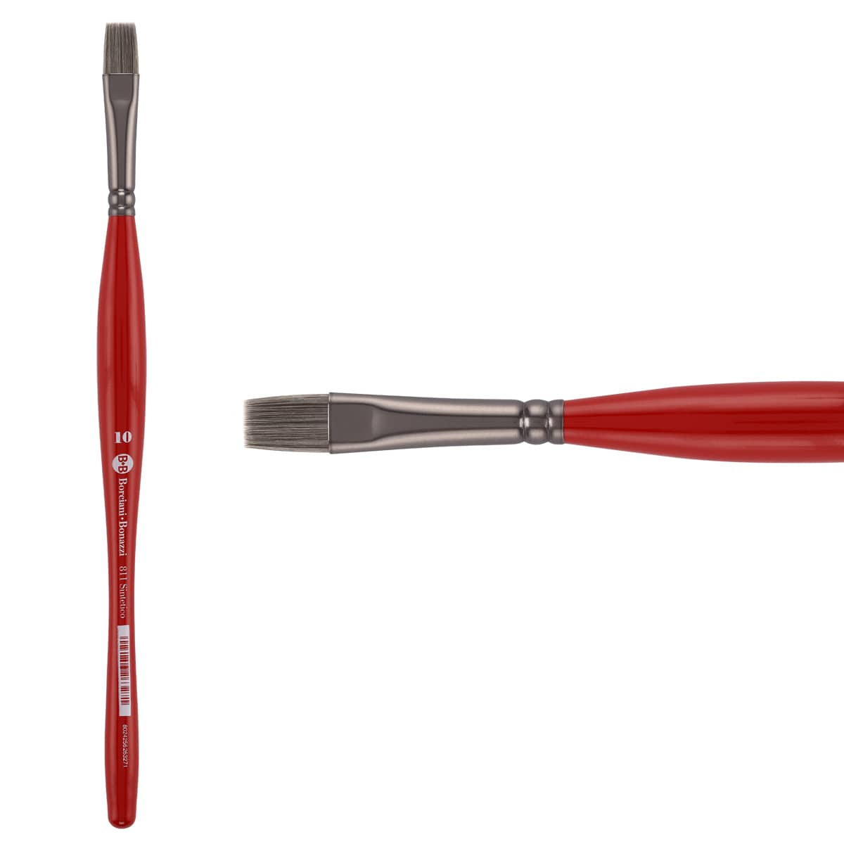 Unico Series 811 Synthetic Silver Flat Brush Sz 10 w/ Balanced Handle - (200044810)