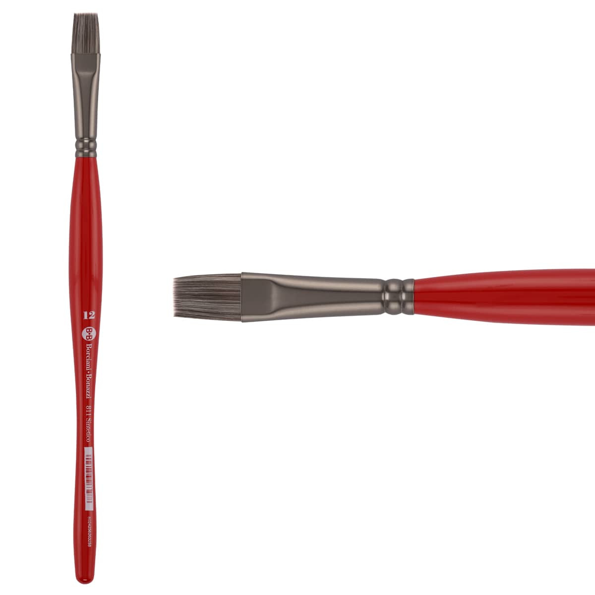 Unico Series 811 Synthetic Silver Flat Brush Sz 12 w/ Balanced Handle - (200044811)