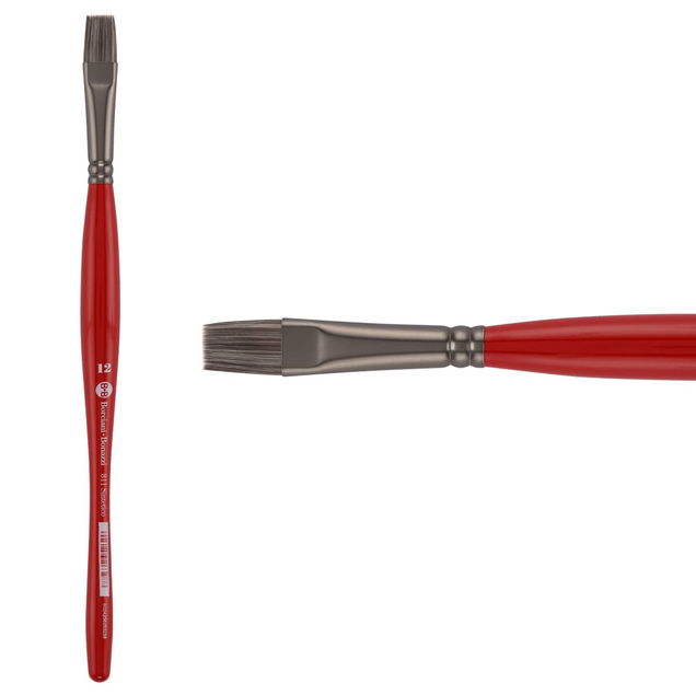 Unico Series 811 Synthetic Silver Flat Brush Sz 12 w/ Balanced Handle - (200044811) Unico Series 811 Synthetic Silver Flat Brush Sz 12 w/ Balanced Handle - (200044811)