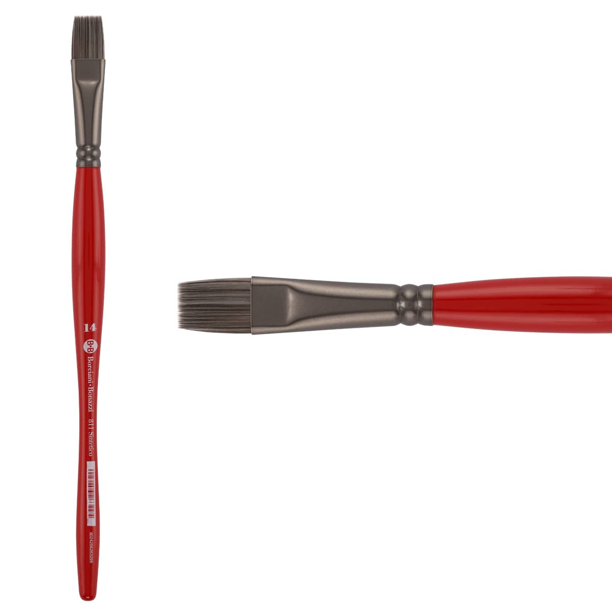 Unico Series 811 Synthetic Silver Flat Brush Sz 14 w/ Balanced Handle - (200044812)