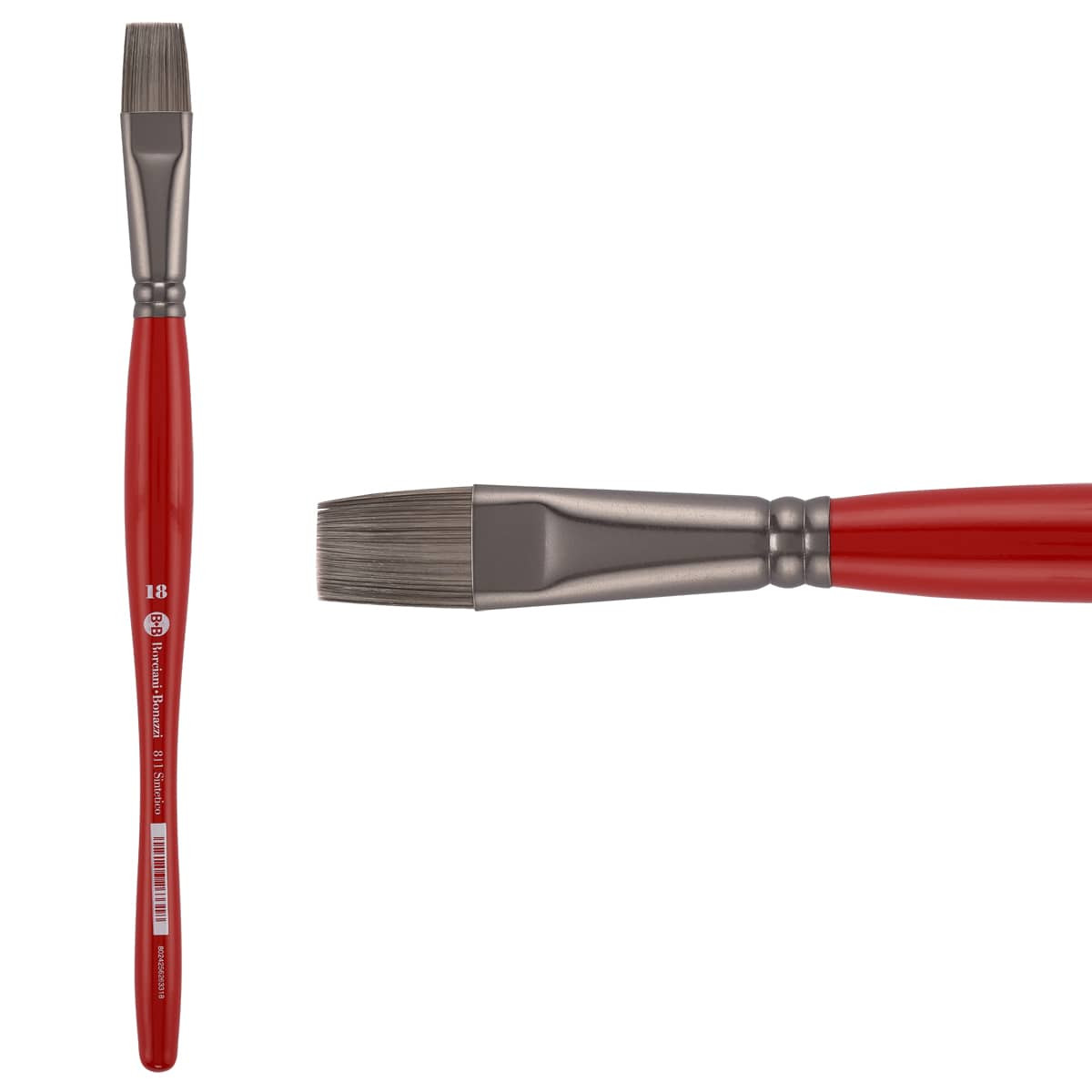 Unico Series 811 Synthetic Silver Flat Brush Sz 18 w/ Balanced Handle - (200044814)