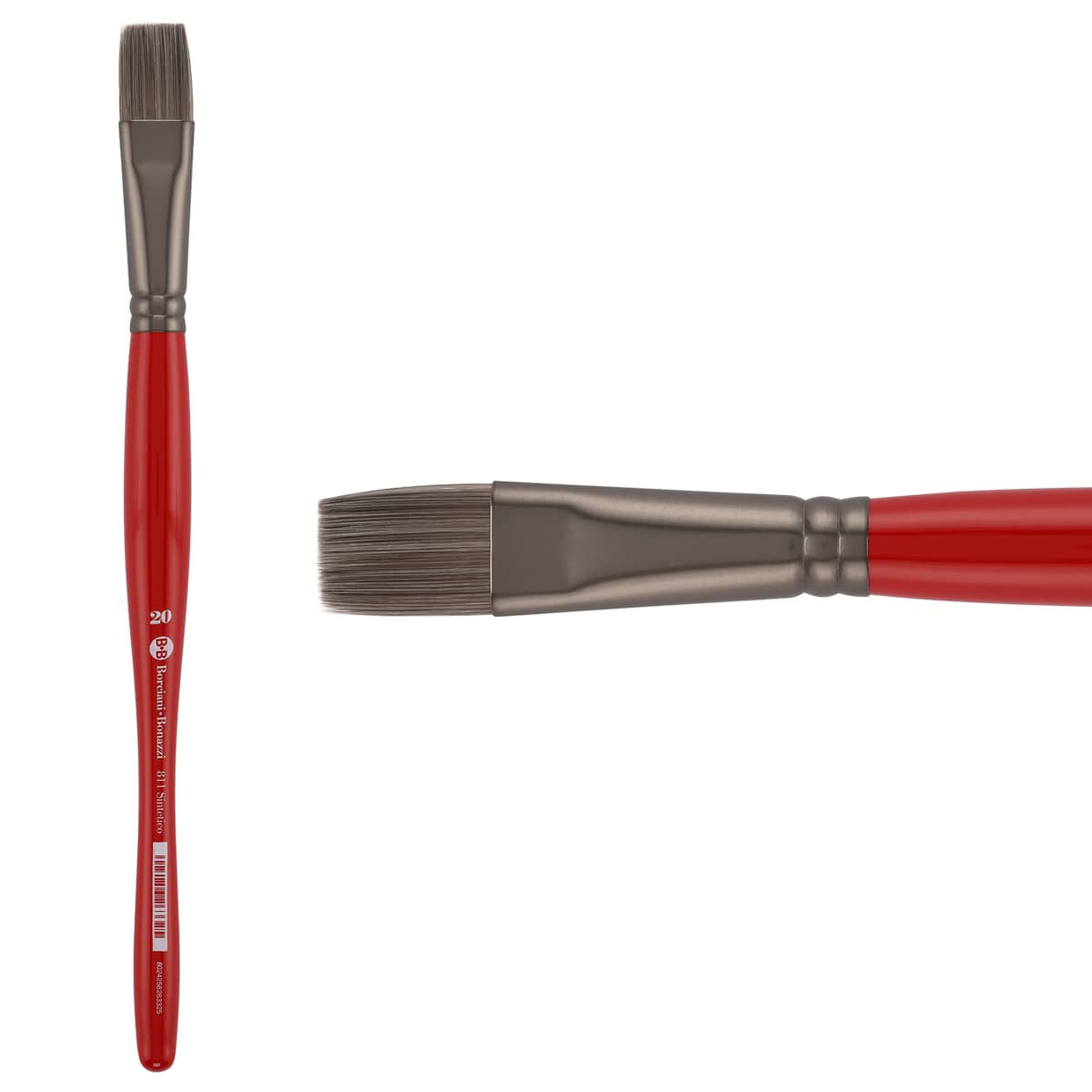 Unico Series 811 Synthetic Silver Flat Brush Sz 20 w/ Balanced Handle - (200044815)