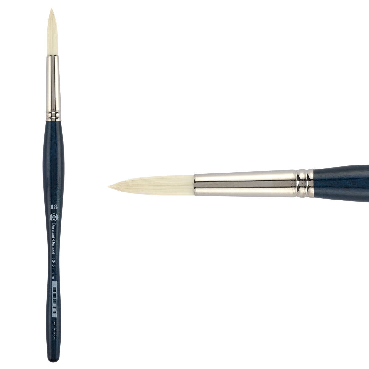 Unico Series 830 Bianco Synthetic Round Brush Sz 18 w/ Balanced Handle - (200044881)