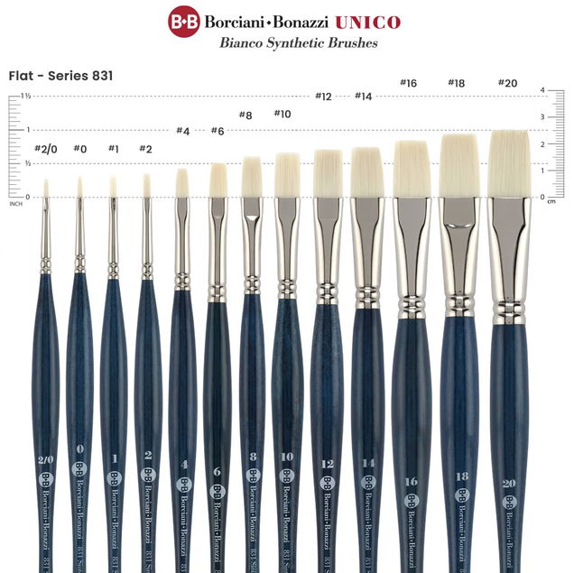 Unico Series 831 Bianco Synthetic Flat Brush Sz 12 w/ Balanced Handle - (200044891) Unico Series 831 Bianco Synthetic Flat Brush Sz 12 w/ Balanced Handle - (200044891)
