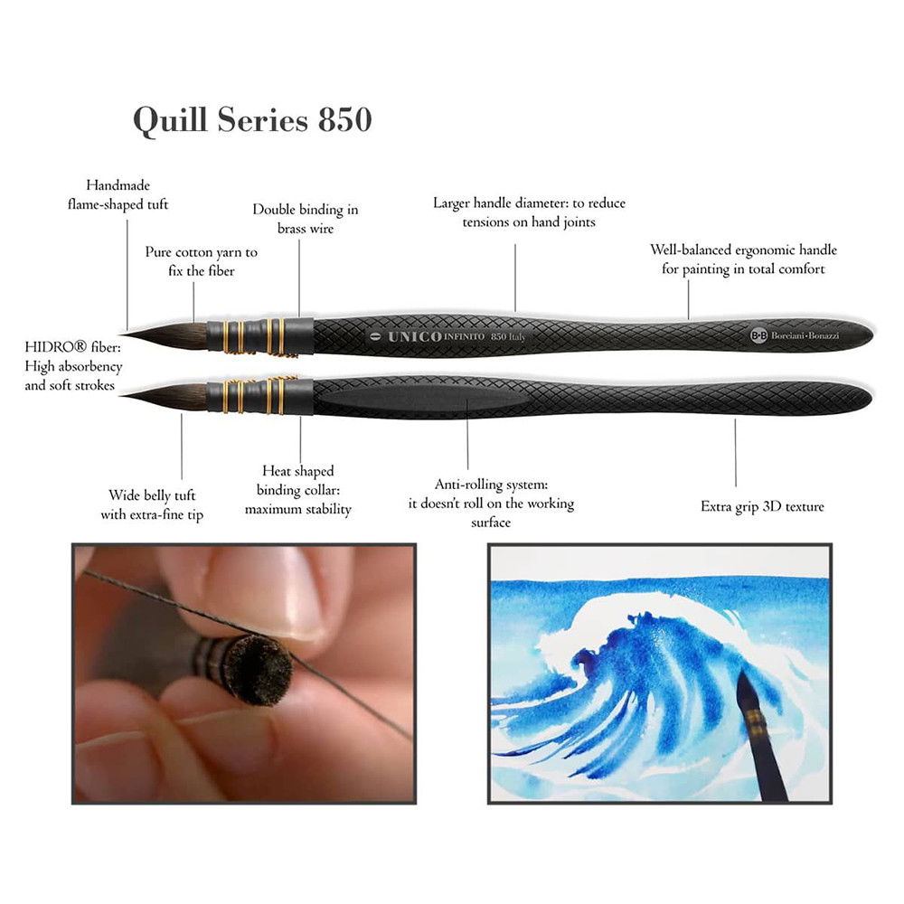 Borciani Bonazzi UNICO Infinito HIDRO Quill Brushes