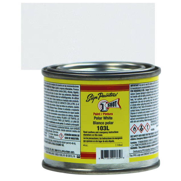 1SHOT Lettering Enamel 4oz Polar White - (1000019805) 1SHOT Lettering Enamel 4oz Polar White - (1000019805)