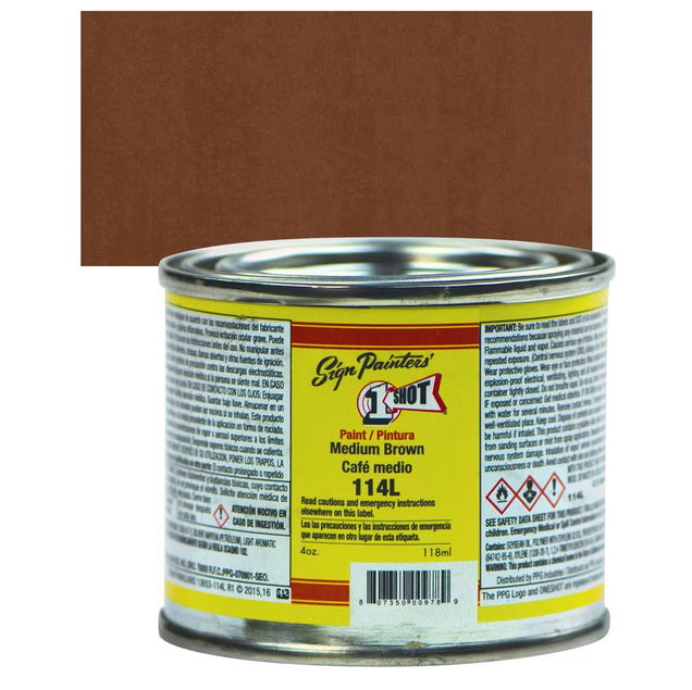 1SHOT Lettering Enamel 4oz Medium Brown - (1000019811) 1SHOT Lettering Enamel 4oz Medium Brown - (1000019811)