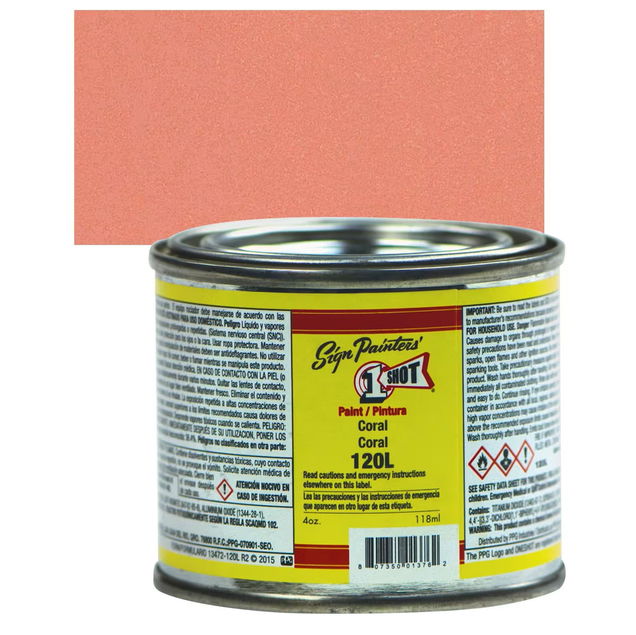 1SHOT Lettering Enamel 4oz Coral - (1000019816) 1SHOT Lettering Enamel 4oz Coral - (1000019816)