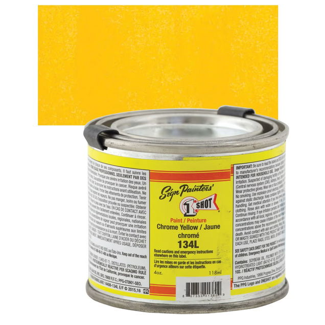 1SHOT Lettering Enamel 4oz Chrome Yellow - (1000019820) 1SHOT Lettering Enamel 4oz Chrome Yellow - (1000019820)