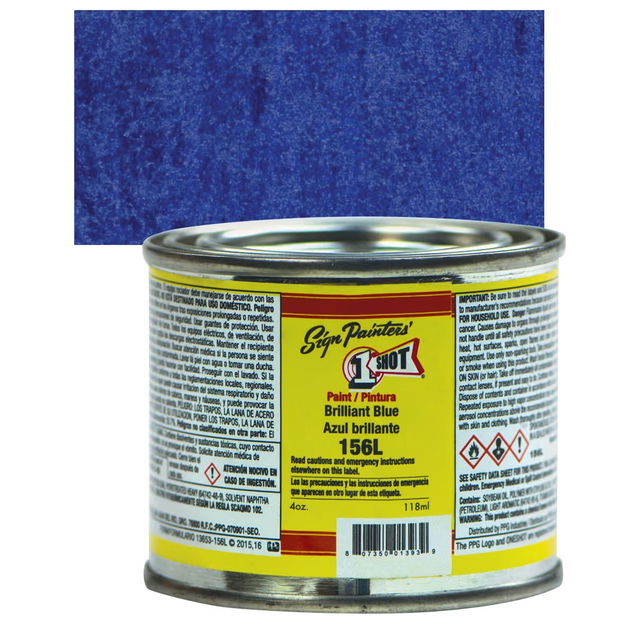 1SHOT Lettering Enamel 4oz Brilliant Blue - (1000019832) 1SHOT Lettering Enamel 4oz Brilliant Blue - (1000019832)