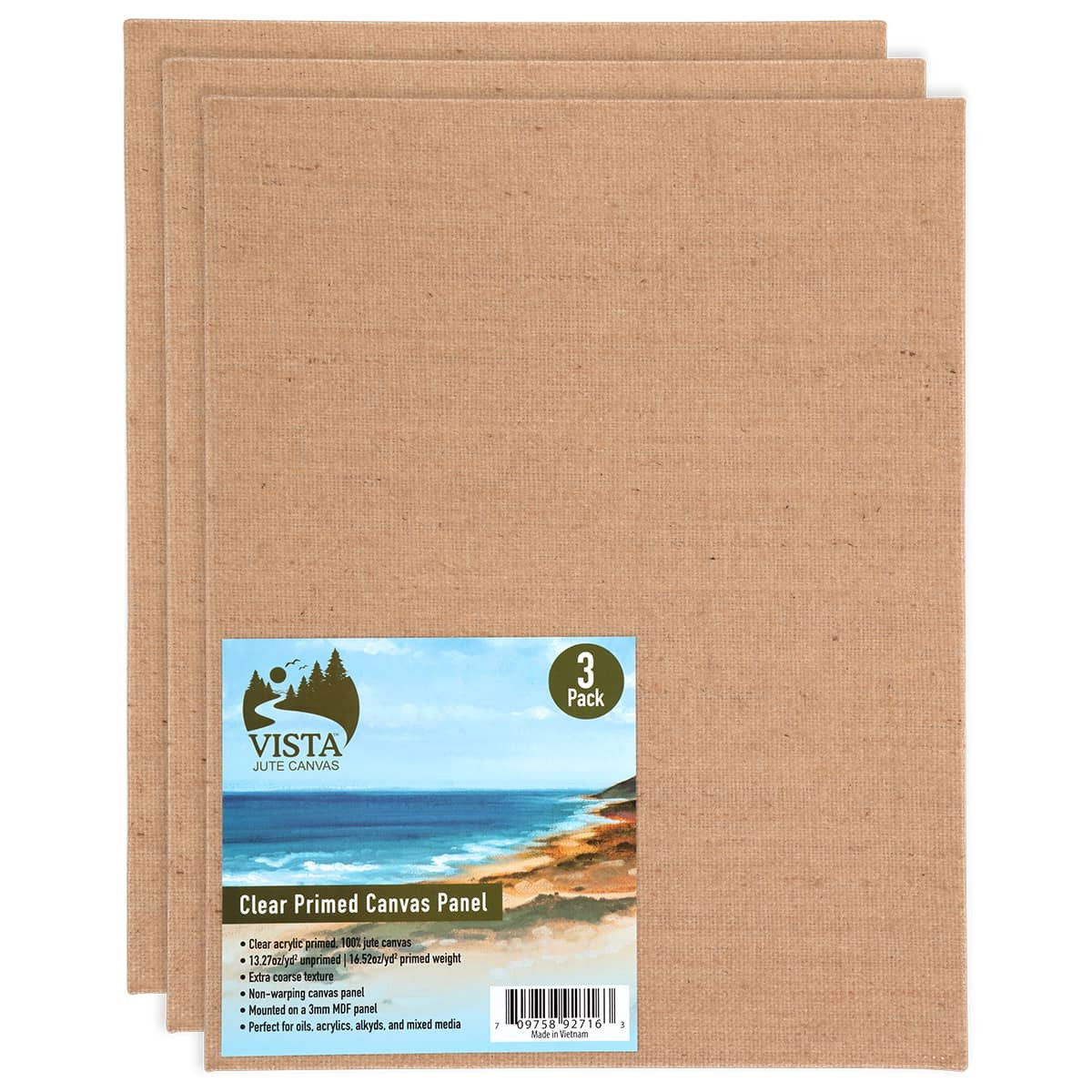 Vista Jute Clear Primed Canvas Panels