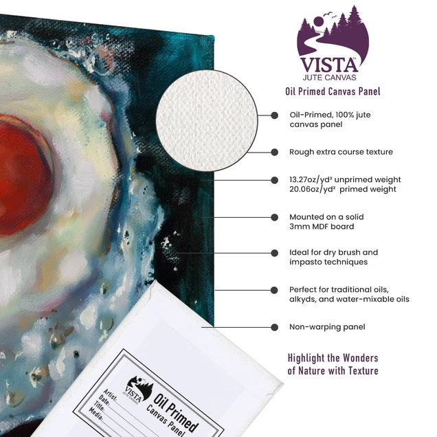 Vista Oil Primed Jute Canvas Panel 9"x12" Pack of 3 - (92720) Vista Oil Primed Jute Canvas Panel 9"x12" Pack of 3 - (92720)