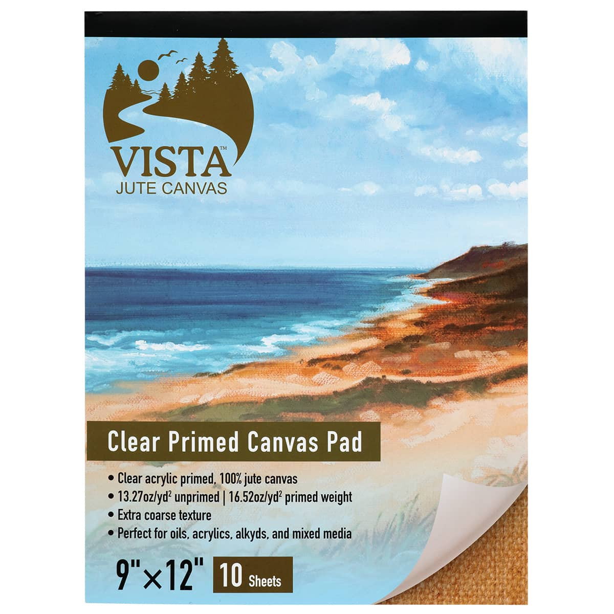 Vista Clear Primed Jute Canvas Pad 9"x12" (10 Sheets) - (92709)