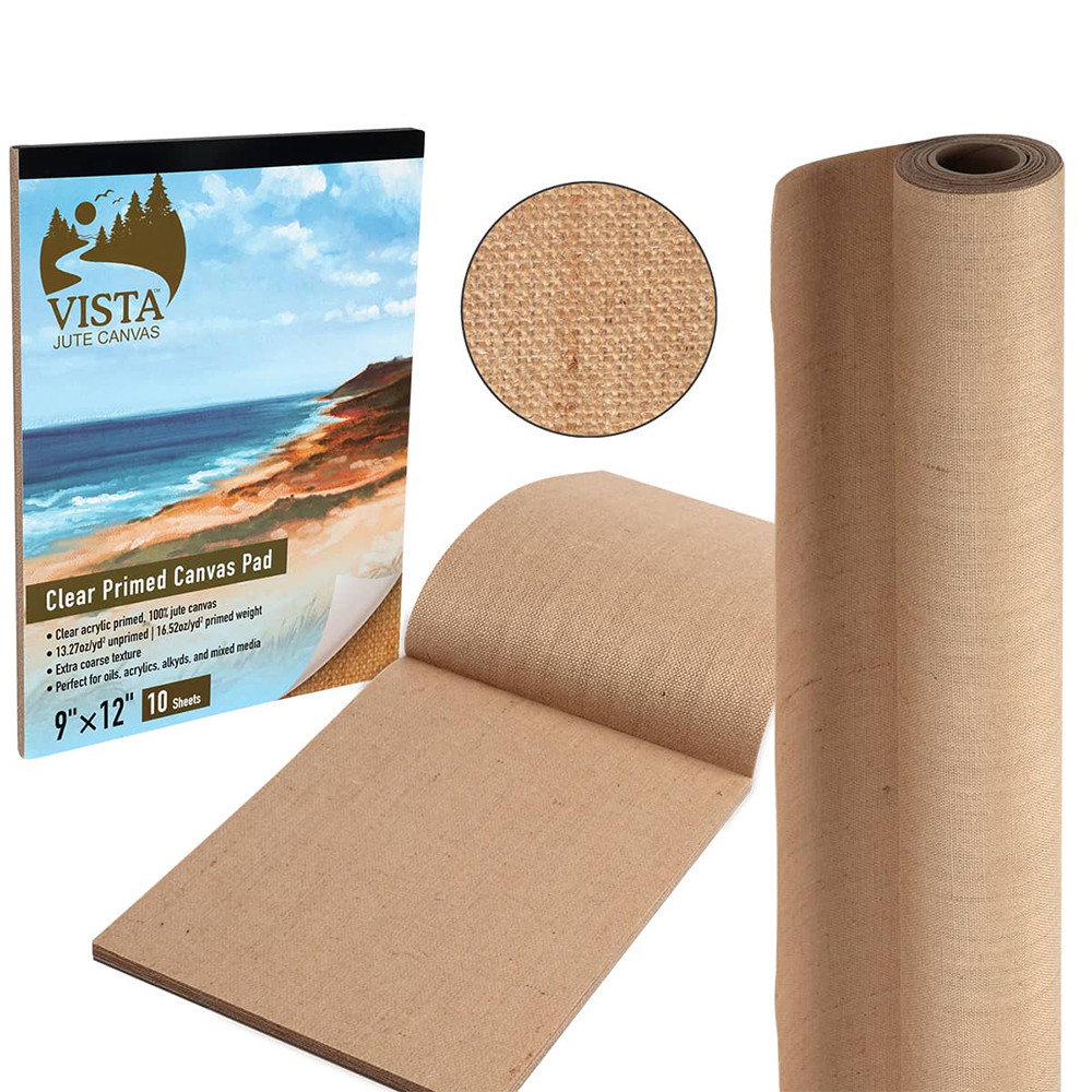 Vista Jute Clear-Primed Canvas Pads and Rolls