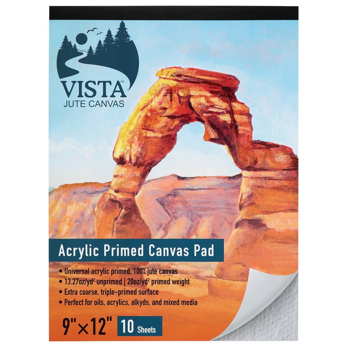 Vista Acrylic Primed Jute Canvas Pad 9"x12" (10 Sheets) - (92711)