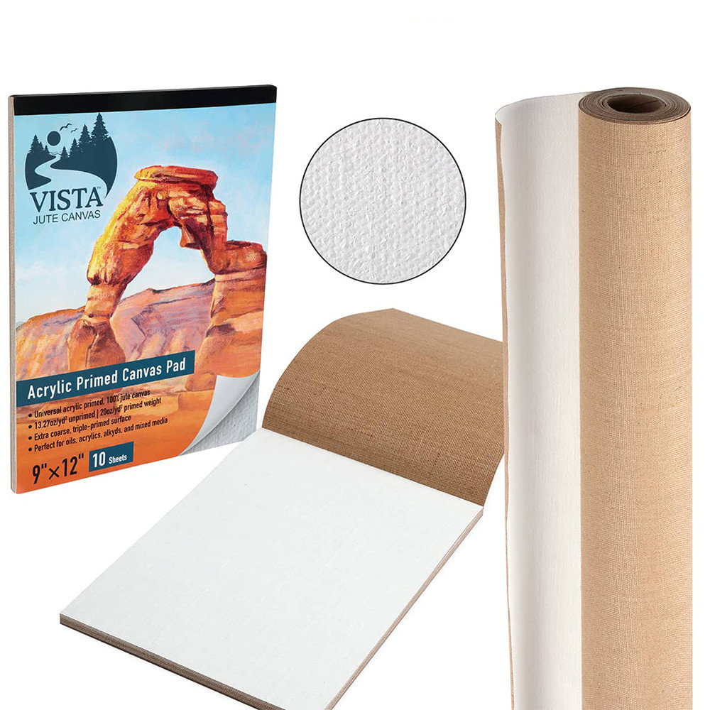 Vista Jute Acrylic-Primed Canvas Pads and Rolls