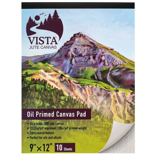 Vista Oil Primed Jute Canvas Pad 9"x12" (10 Sheets) - (92710) Vista Oil Primed Jute Canvas Pad 9"x12" (10 Sheets) - (92710)
