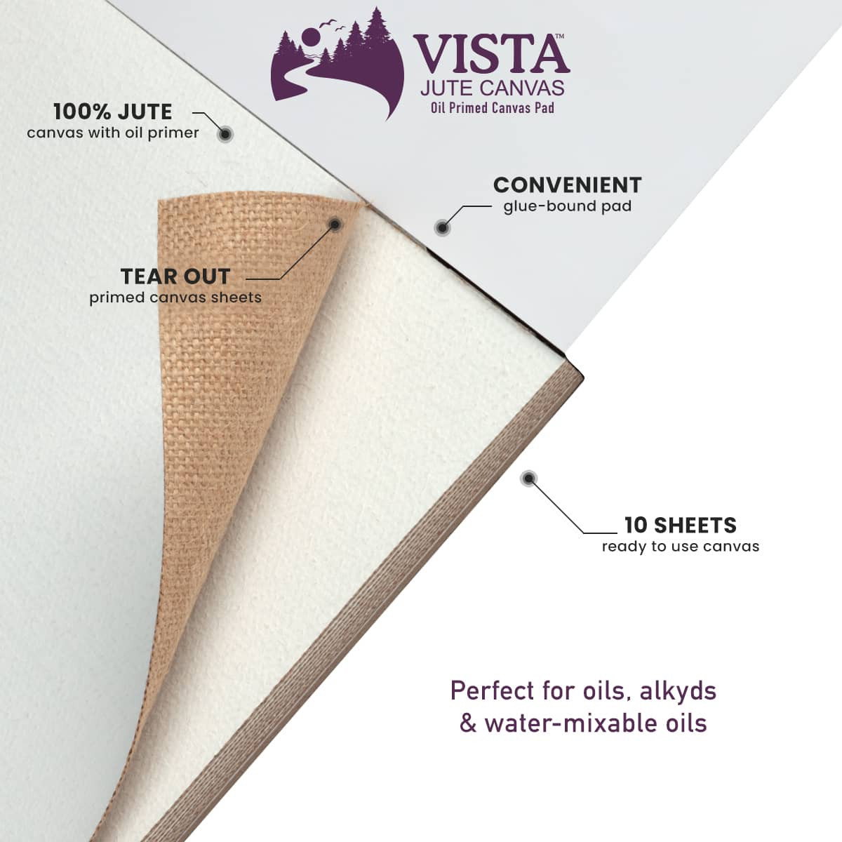 Vista Jute Oil-Primed Canvas Pads and Rolls