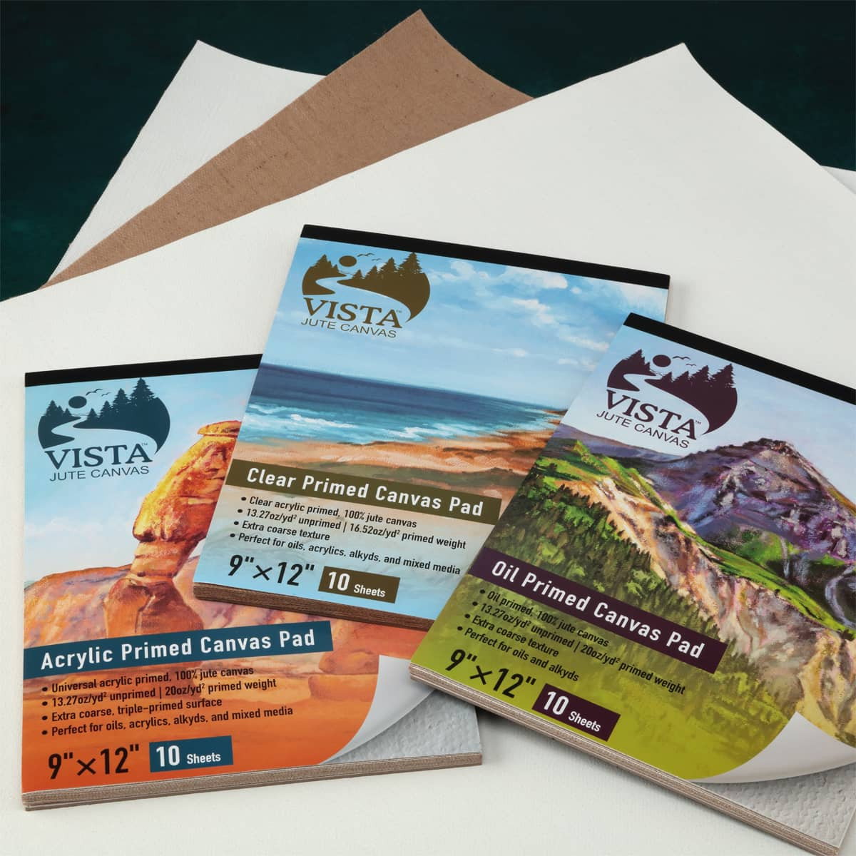 Vista Jute Oil-Primed Canvas Pads and Rolls