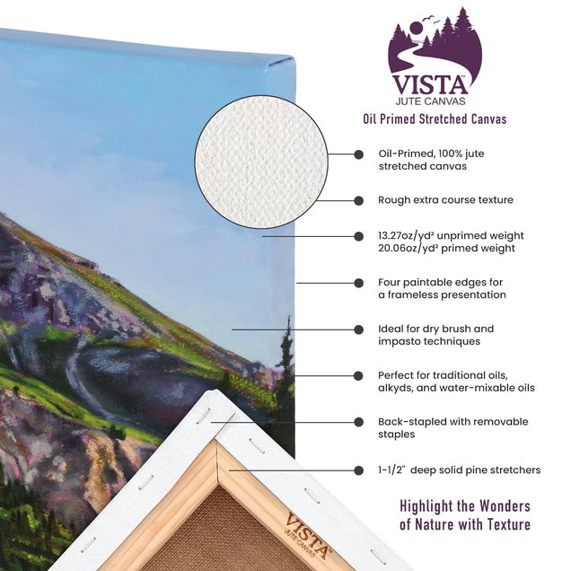 Vista Jute Oil-Primed Stretched Canvas 1-1/2" Deep Vista Jute Oil-Primed Stretched Canvas 1-1/2" Deep