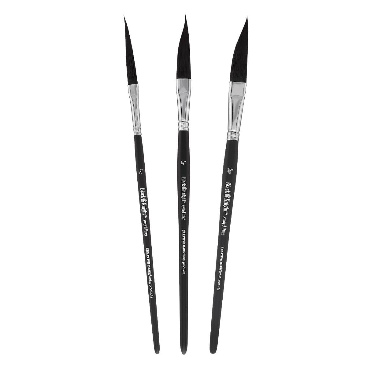 Black Knight Synthetic Short Handle Sword Liner Brush 3 Set - (90123)