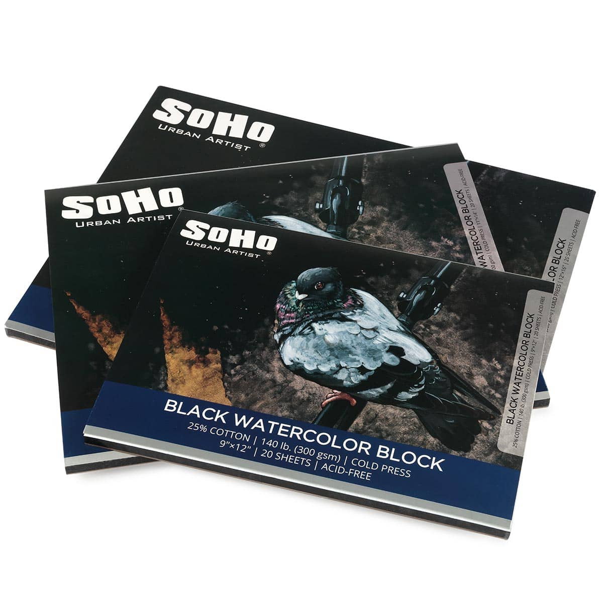 SoHo Urban Artist Black Watercolor Blocks, Pads, and Sheets