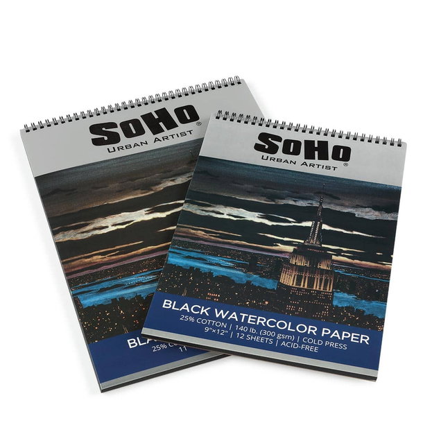 SoHo Urban Artist Black Watercolor Blocks, Pads, and Sheets SoHo Urban Artist Black Watercolor Blocks, Pads, and Sheets