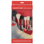 Creative Mark Natural White & Black Goat Hair Mop 6 Brush Super Set Creative Mark Natural White & Black Goat Hair Mop 6 Brush Super Set