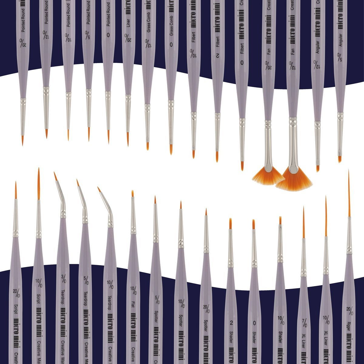 Micro Tini Detail Brush Deluxe Set of 30 With Vegan Leather Case