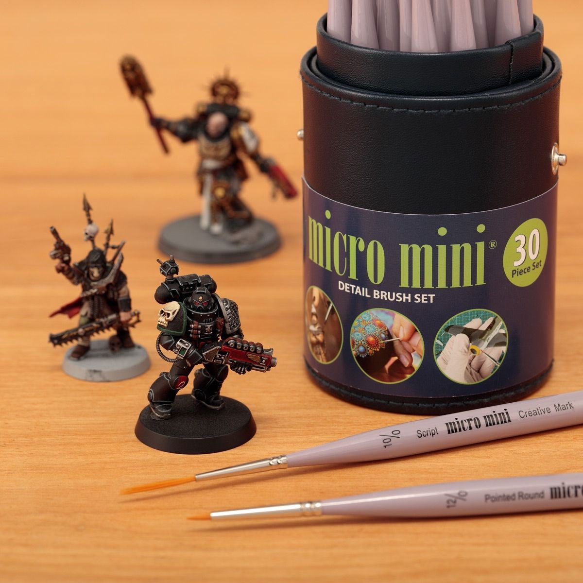 Micro Tini Detail Brush Deluxe Set of 30 With Vegan Leather Case