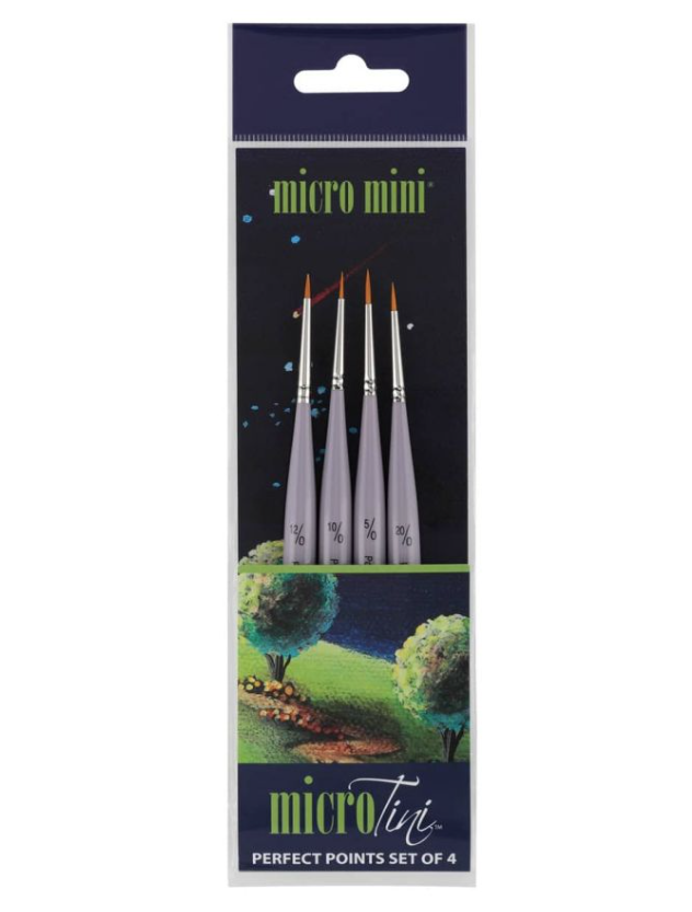 Micro Tini Detail Brush Perfect Points Brush Set of 4