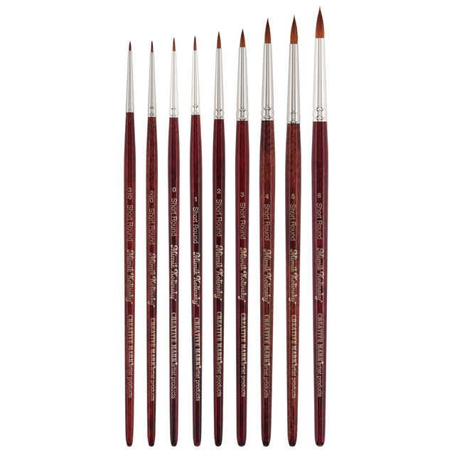 Mimik Synthetic Kolinsky Brush Short Handle Short Round 9 Set Mimik Synthetic Kolinsky Brush Short Handle Short Round 9 Set