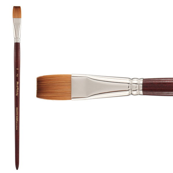 Mimik Synthetic Kolinsky Long Handle Flat Brush Size 18 - (89654)