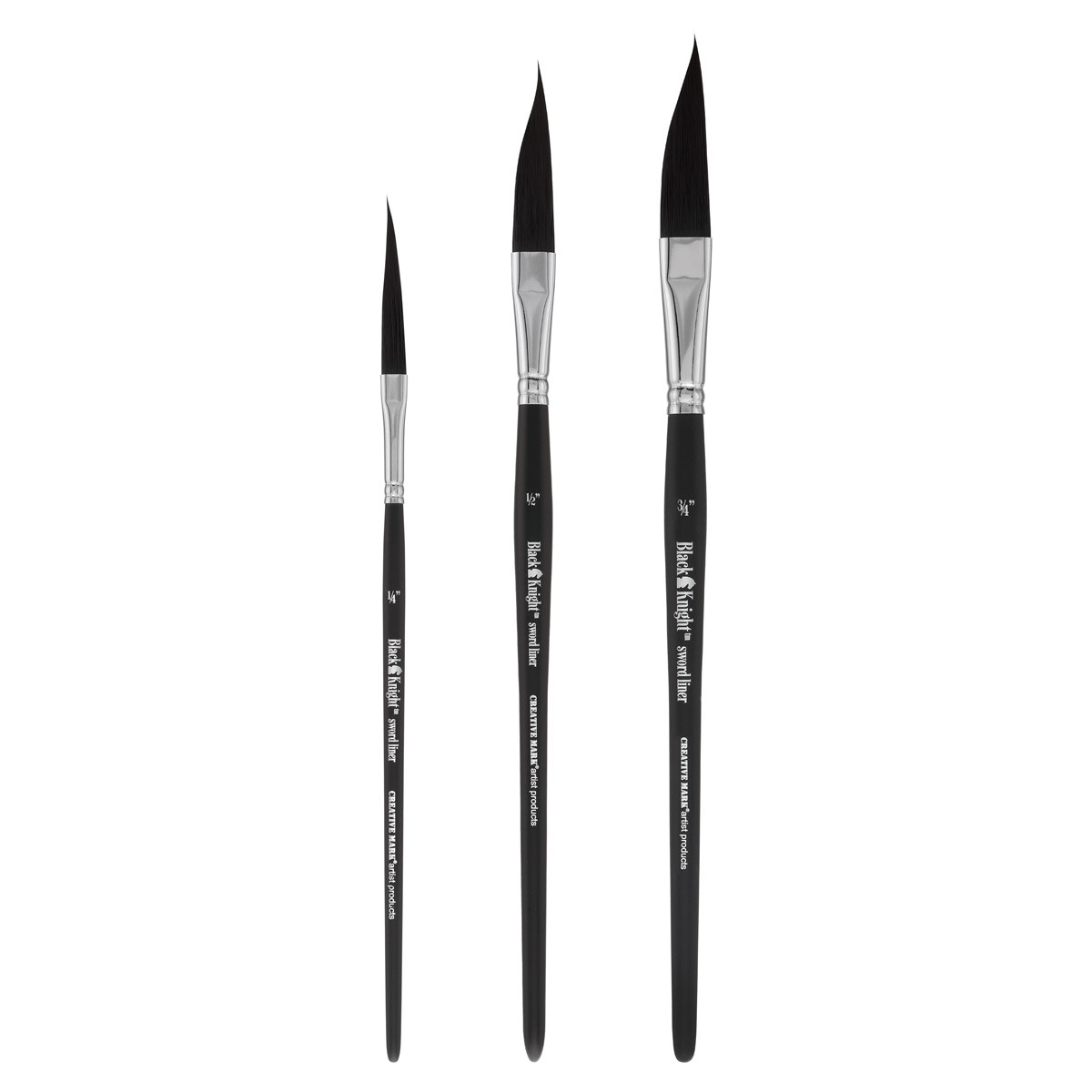 Black Knight Synthetic Short Handle Sword Liner Brushes