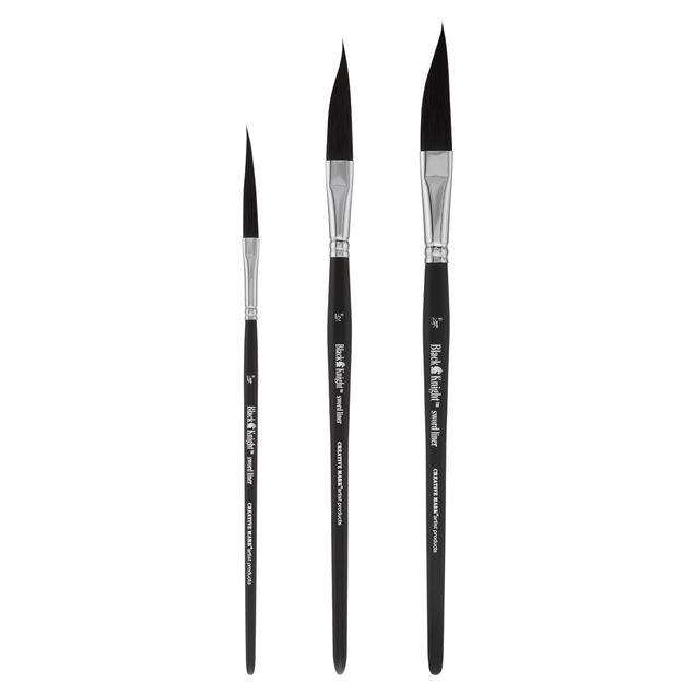 Black Knight Synthetic Short Handle Sword Liner Brushes Black Knight Synthetic Short Handle Sword Liner Brushes