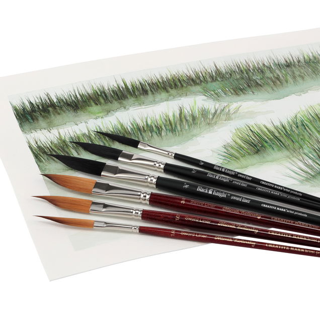 Black Knight Synthetic Short Handle Sword Liner Brushes Black Knight Synthetic Short Handle Sword Liner Brushes