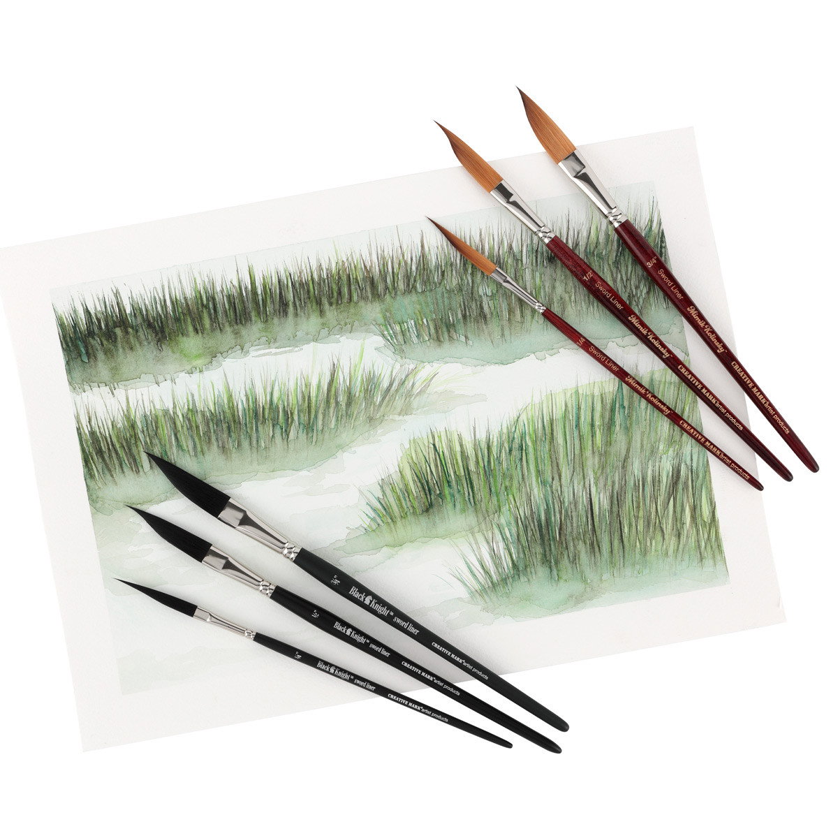 Black Knight Synthetic Short Handle Sword Liner Brushes
