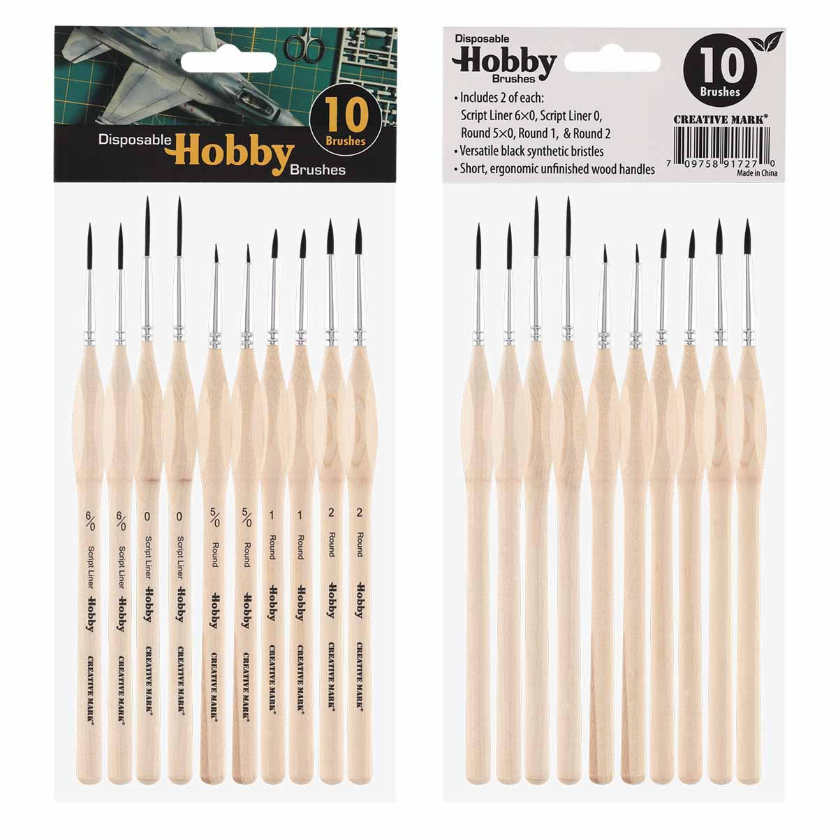 Creative Mark Disposable Hobby Brush Set of 10 - (91727)