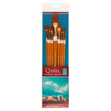 Qualita Golden Taklon Long Handle Brush Introductory Value 9 Set - (90332)