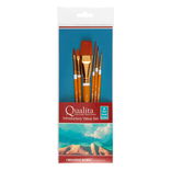 Qualita Golden Taklon Short Handle Brush Introductory Value 6 Set - (90333) Qualita Golden Taklon Short Handle Brush Introductory Value 6 Set - (90333)