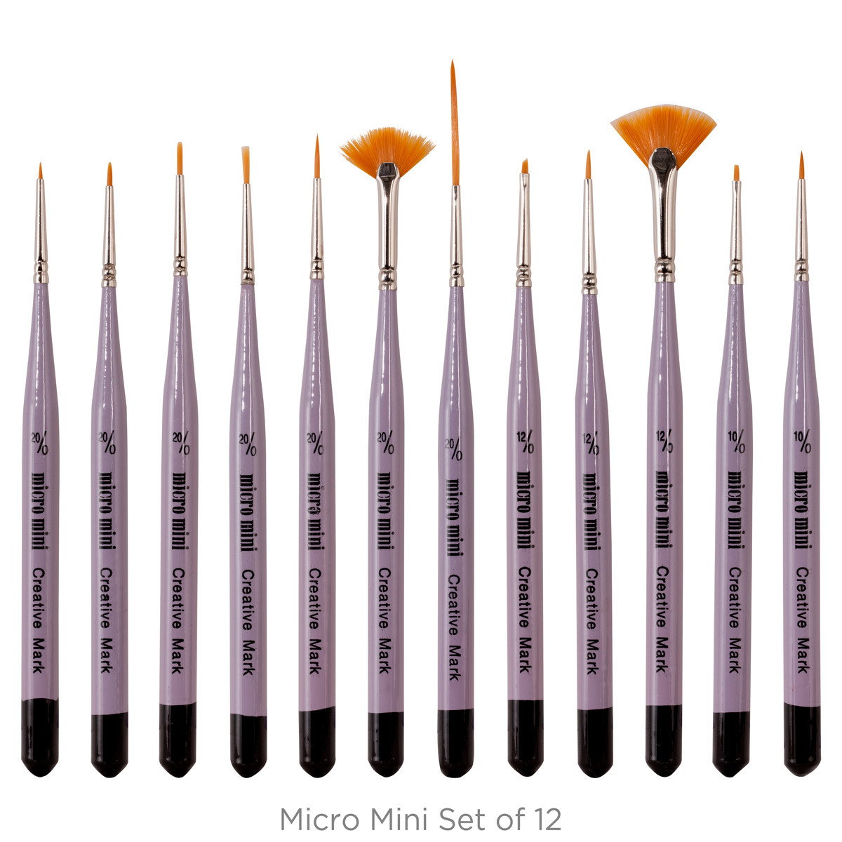 Creative Mark Micro Mini Golden Taklon Detail Brushes 12 Set