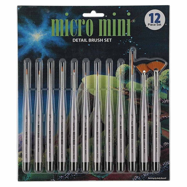 Creative Mark Micro Mini Golden Taklon Detail Brushes 12 Set Creative Mark Micro Mini Golden Taklon Detail Brushes 12 Set