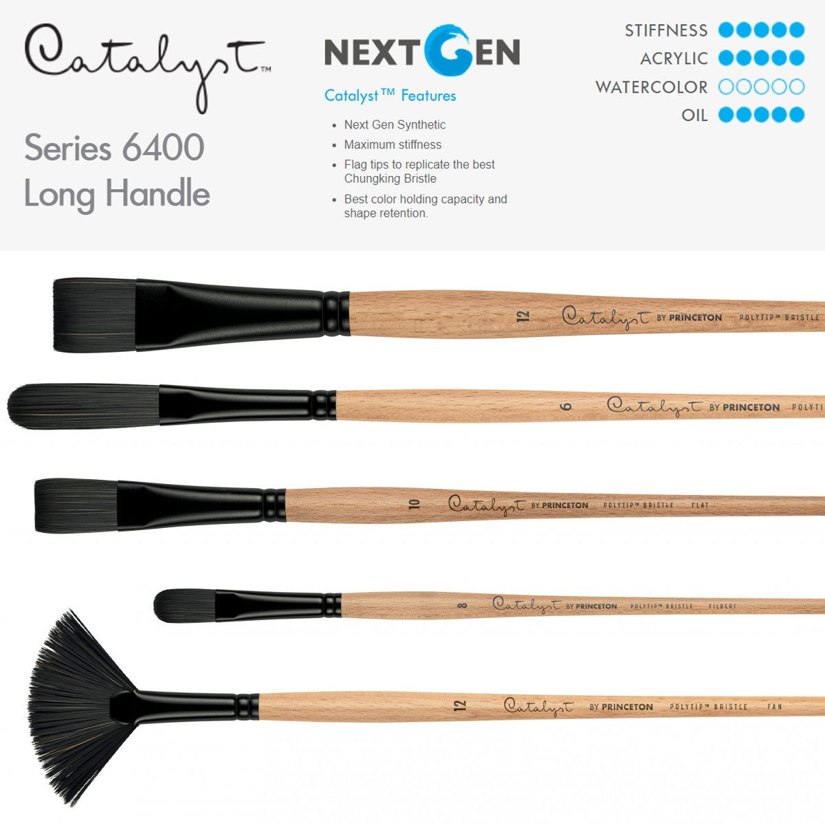 Princeton Catalyst Long Handle Brushes