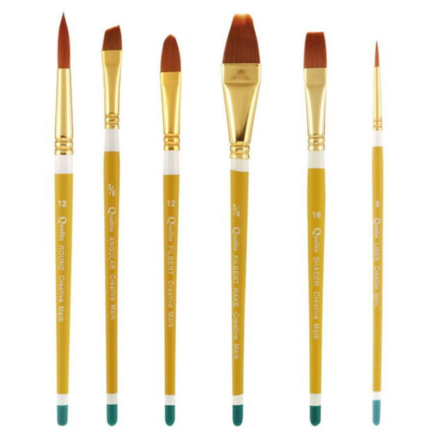 Qualita Golden Taklon Short Handle Brushes Qualita Golden Taklon Short Handle Brushes