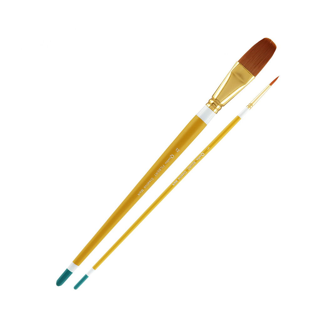 Qualita Golden Taklon Long Handle Brush Sets