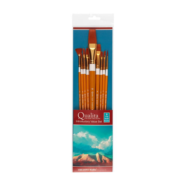 Qualita Golden Taklon Long Handle Brush Sets Qualita Golden Taklon Long Handle Brush Sets