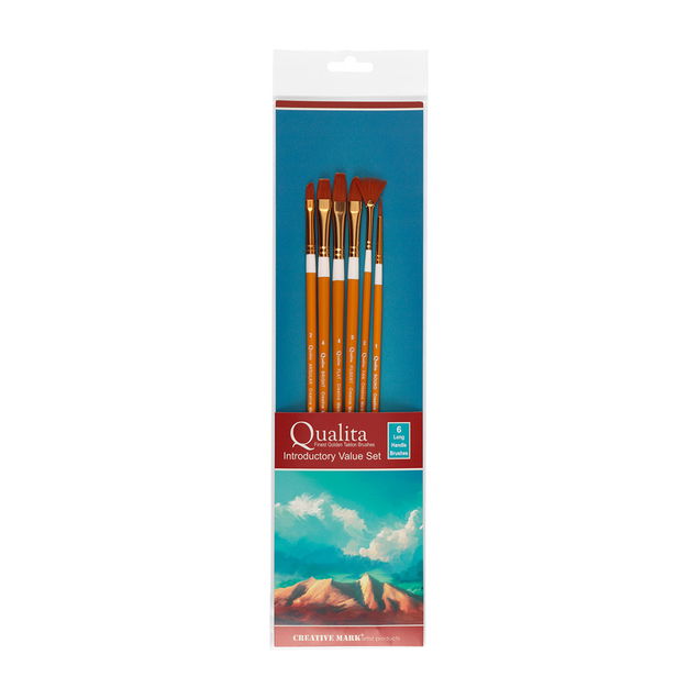 Qualita Golden Taklon Long Handle Brush Sets Qualita Golden Taklon Long Handle Brush Sets