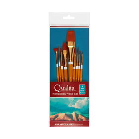 Qualita Golden Taklon Short Handle Brush Sets